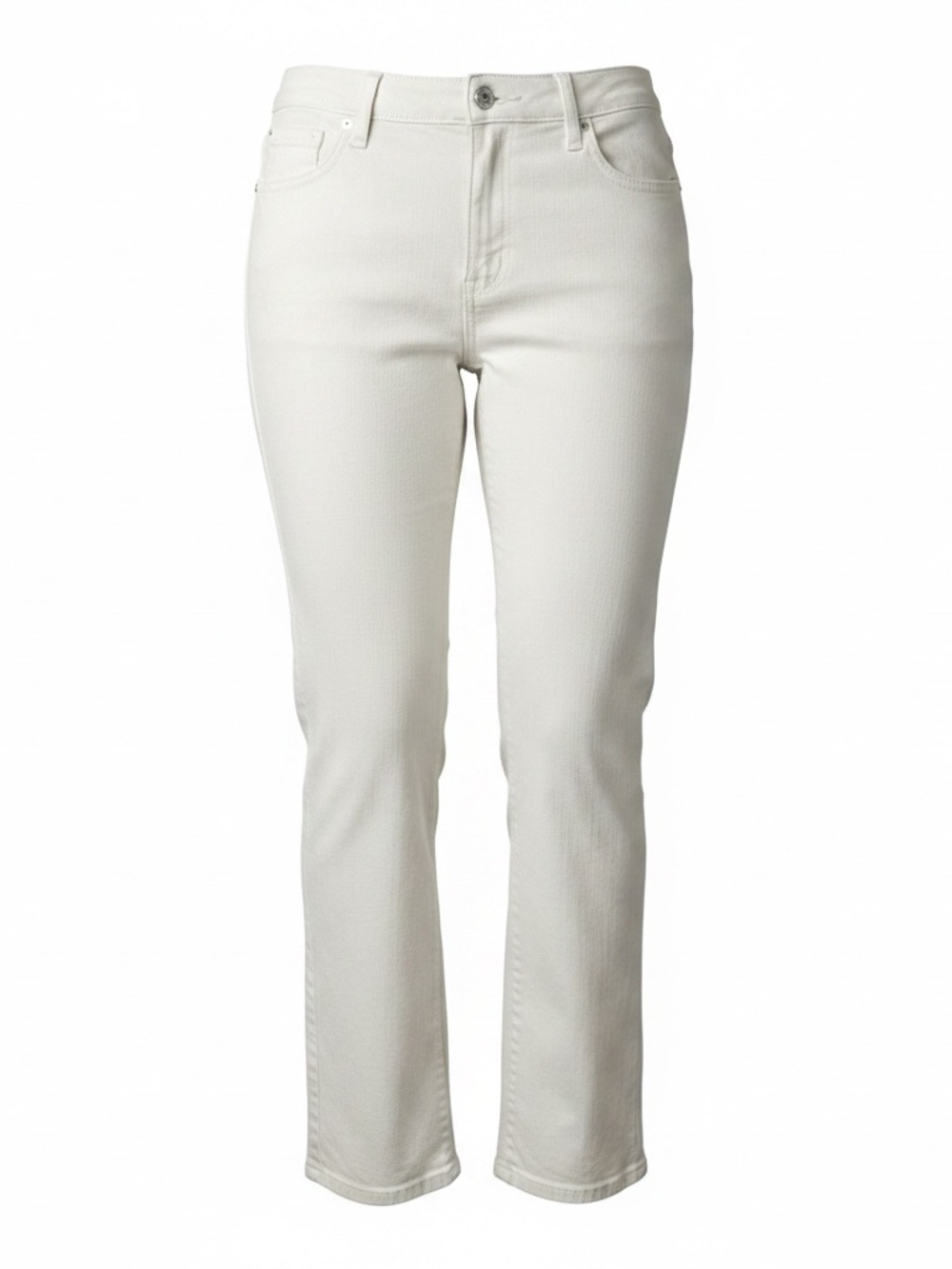 NYDJ Lift & Tuck Technology White Straight Leg Jeans Pockets Belt Loop Sz 14 GUC